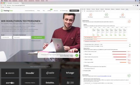 Google Lighthouse in Chrome UX messbar machen