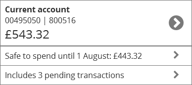  Illustration SEQ Illustration \* ARABIC 2: A bank account card with an overdraft warning and a transfer button