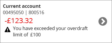  A bank account showing an unauthorised overdraft
