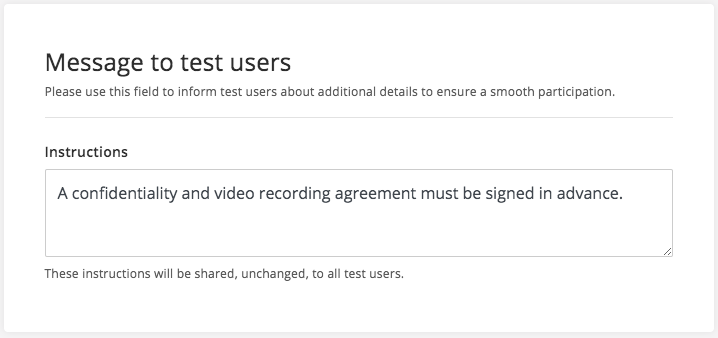 Test user instructions