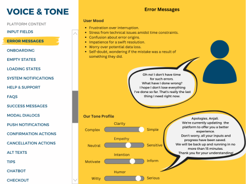 A Voice & Tone guideline could look like this.