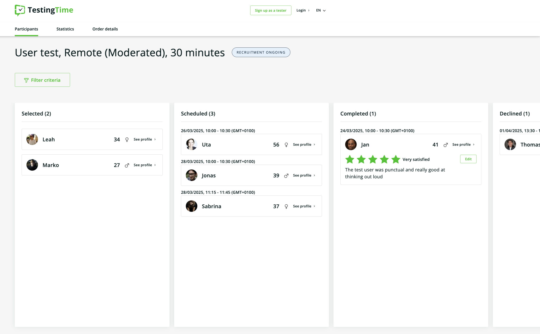 Testing Time Research Participants | TestingTime